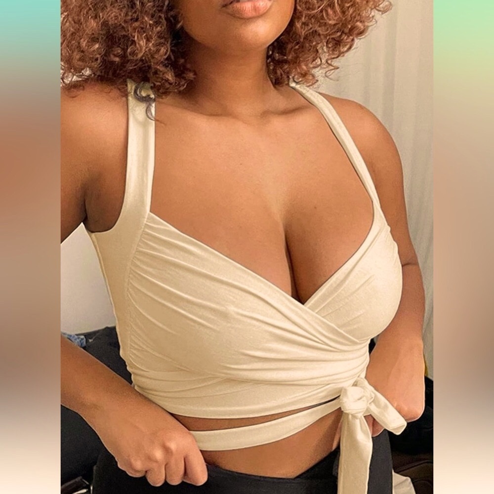 NWT Remidoo Criss Cross Wrap Crop Top